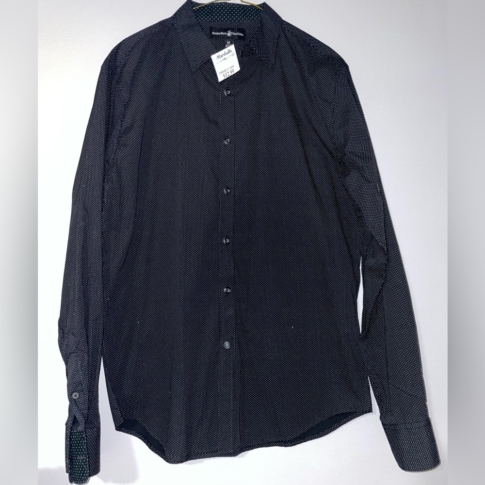 👔NWT Beverly Hills Polo Club Men's Dark Blue Button-Down Shirt
